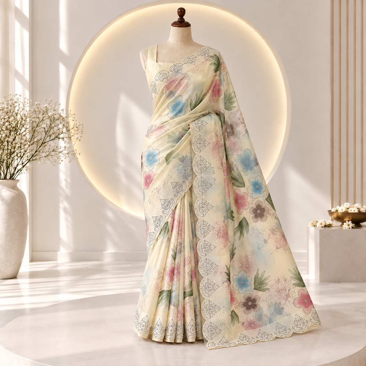 Ivory Bloom Saree
