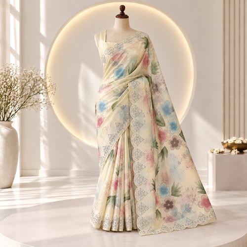 Ivory Bloom Saree