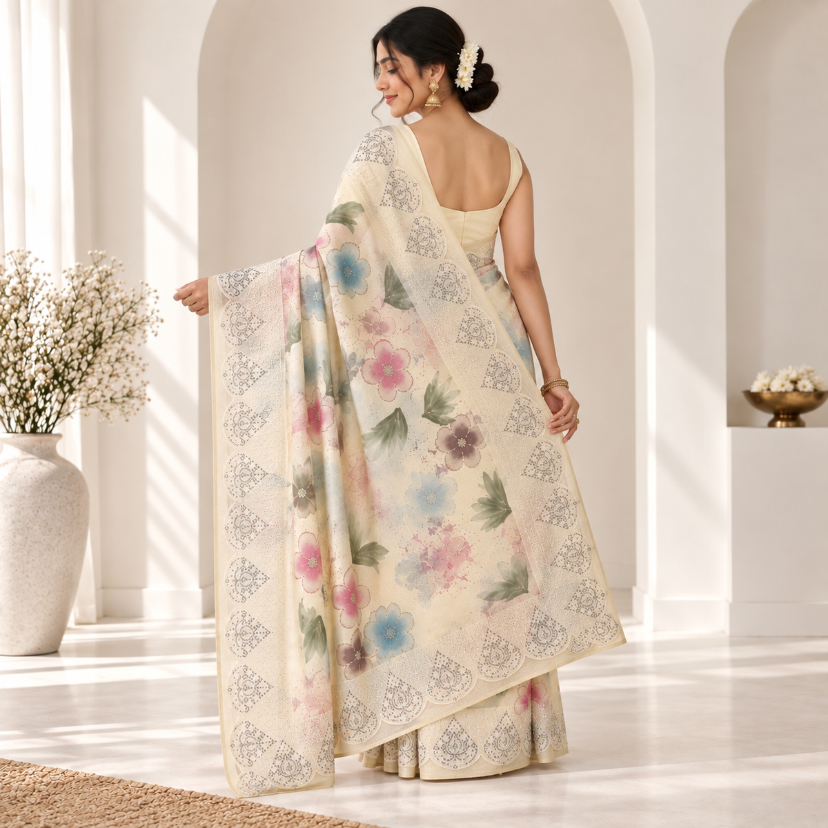 Ivory Bloom Saree