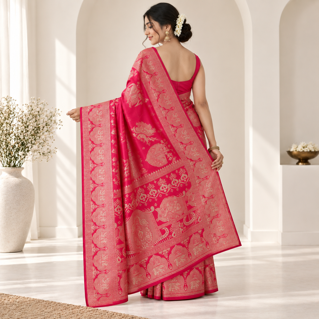 Gulab Zari Silk Saree