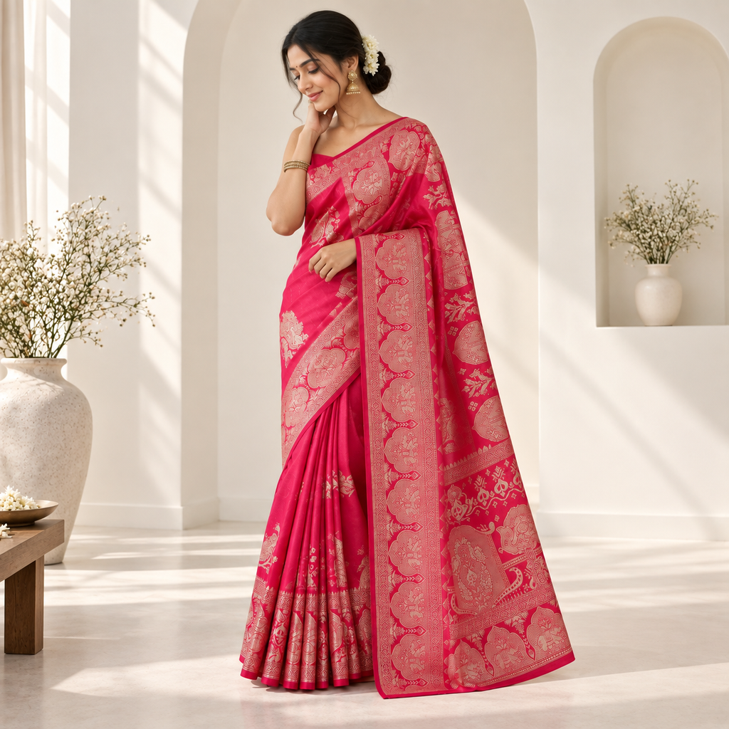 Gulab Zari Silk Saree