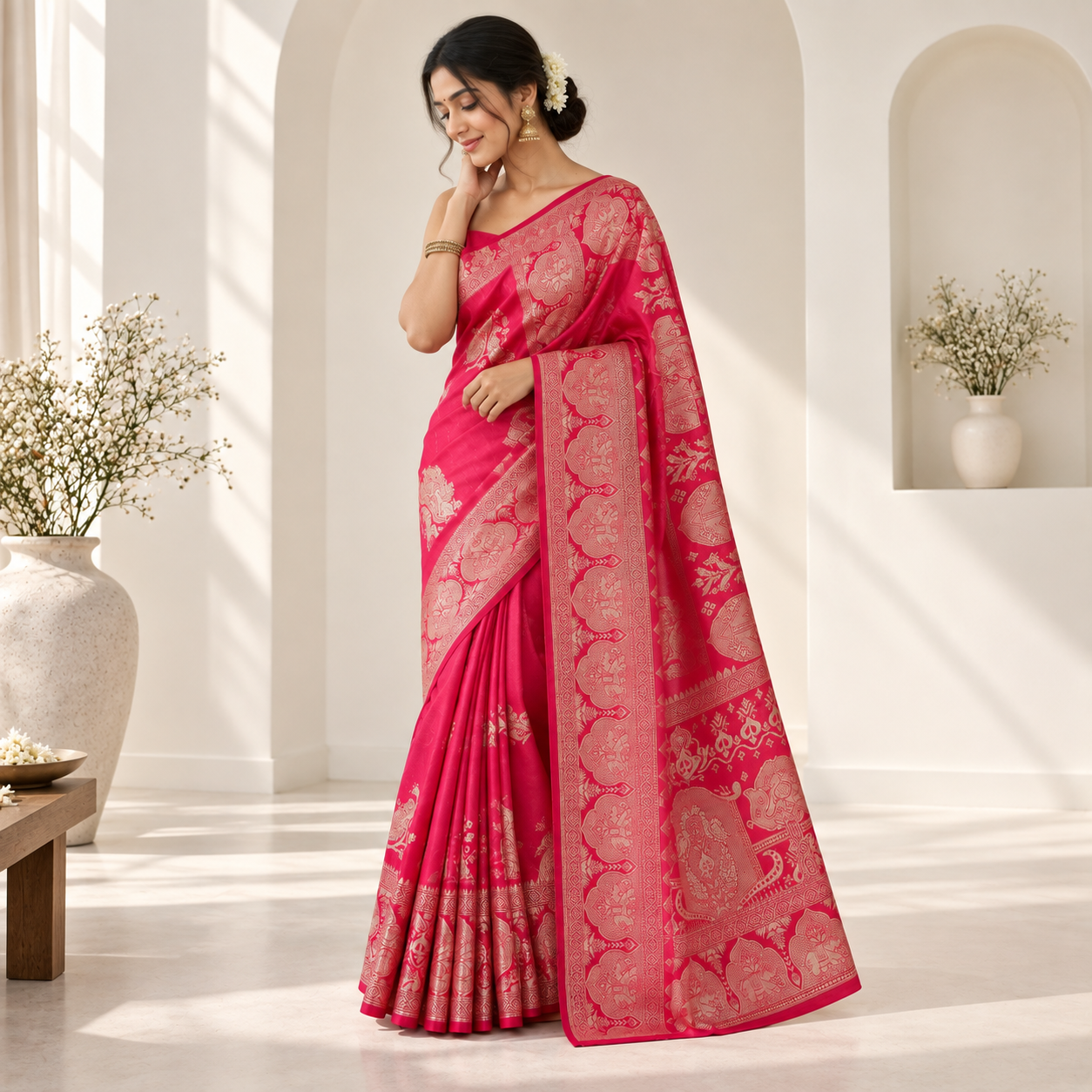 Gulab Zari Silk Saree